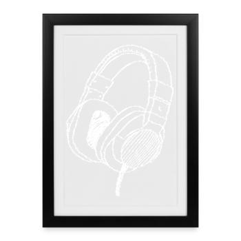 Esquisse casque Lineart - Affiche encadrée (27 × 37 cm) - noir - Devant
