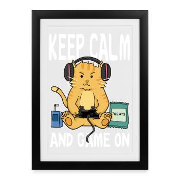 Reste calme et continue le jeu - Affiche encadrée (27 × 37 cm) - noir - Devant