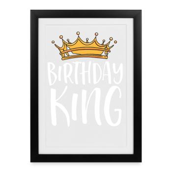 Birthday King Crown T-Shirt - Affiche encadrée (27 × 37 cm) - noir - Devant