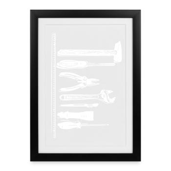 Werkzeug Silhouette Handwerk - Gerahmtes Poster (27 × 37 cm) - Schwarz - Vorne