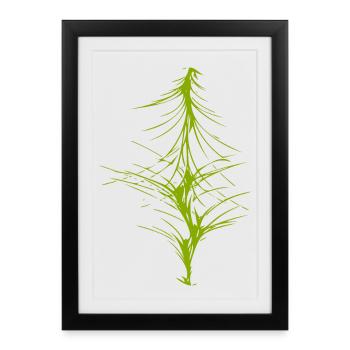Image abstraite / vert / motif / ligne - Affiche encadrée (27 × 37 cm) - noir - Devant