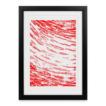 Image abstraite / rouge / motif / ligne - Affiche encadrée (27 × 37 cm) - noir - Devant