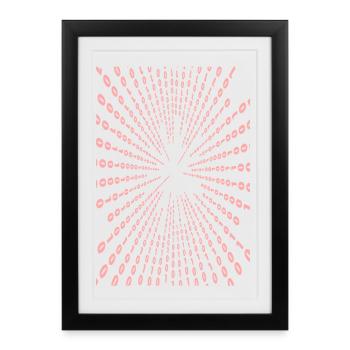 Pinkes Radial-Punktmuster - Gerahmtes Poster (27 × 37 cm) - Schwarz - Vorne