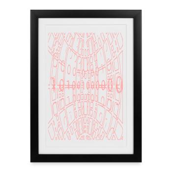 Binary Code Abstract (pink) - Framed poster (27 × 37 cm) - black - Front