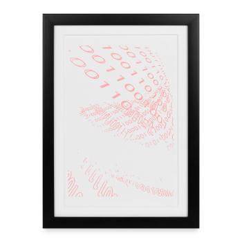 Rosa Binärcode Spirale - Gerahmtes Poster (27 × 37 cm) - Schwarz - Vorne