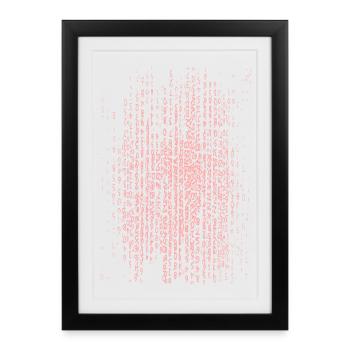 Pinkes Binärcode-Muster - Gerahmtes Poster (27 × 37 cm) - Schwarz - Vorne