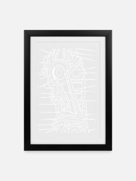 Mechanische Knochenhand Linienkunst - Gerahmtes Poster (27 × 37 cm) - Schwarz