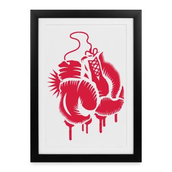 deux gants de boxe - Affiche encadrée (27 × 37 cm) - noir - Devant