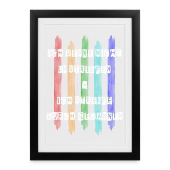 Ich denke nicht in Streifen - Gerahmtes Poster (27 × 37 cm) - Schwarz - Vorne