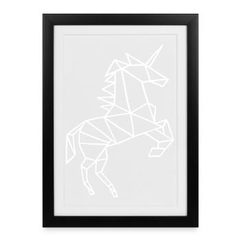 Origami unicorn - Framed poster (27 × 37 cm) - black - Front