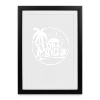 Insigne Palmiers de la plage Aloha Coucher de soleil - Affiche encadrée (27 × 37 cm) - noir - Devant