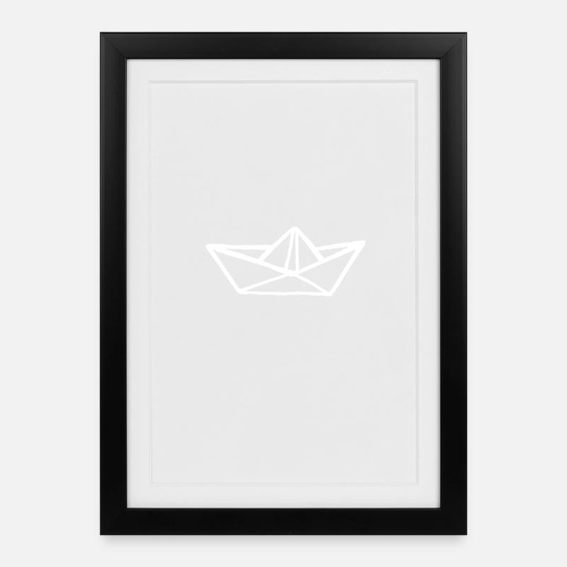 Bateau blanc, petit bateau, geschnkidee - Affiche encadrée (27 × 37 cm) - noir