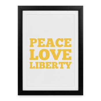 Paix, Amour, Liberté - Affiche encadrée (27 × 37 cm) - noir - Devant