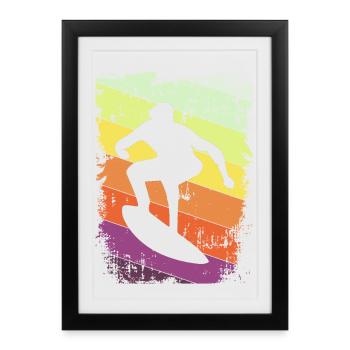 Surf surfer - Affiche encadrée (27 × 37 cm) - noir - Devant
