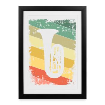 Tuba joueur de tuba - Affiche encadrée (27 × 37 cm) - noir - Devant