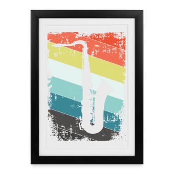 Saxophone saxophone - Affiche encadrée (27 × 37 cm) - noir - Devant