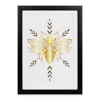 Abeille Abeille abeille Abeilles Fleurs - Affiche encadrée (27 × 37 cm) - noir - Devant