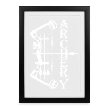 Tir à l’arc, Tir à l’arc, Tir à l’arc - Affiche encadrée (27 × 37 cm) - noir - Devant