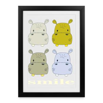 hippo smile - Framed poster (27 × 37 cm) - black - Front