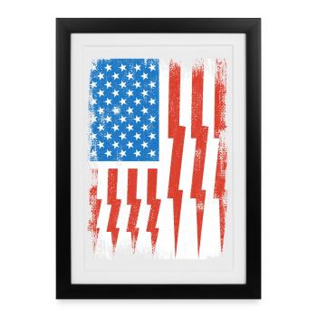 Electrician US Flag - Framed poster (27 × 37 cm) - black - Front