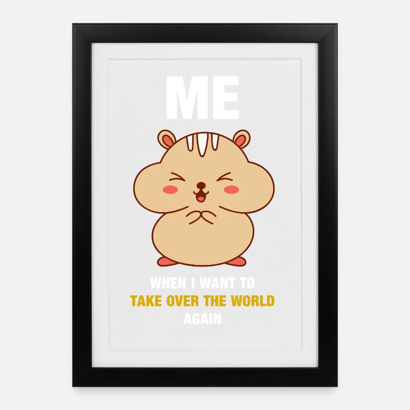 Take over the world funny slogan / saying Hamster - Framed poster (27 × 37 cm) - black