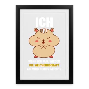 Kuscheliger Hamster mit Text Botschaft - Gerahmtes Poster (27 × 37 cm) - Schwarz - Vorne