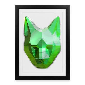 Grüner Kristallkatze - Gerahmtes Poster (27 × 37 cm) - Schwarz - Vorne