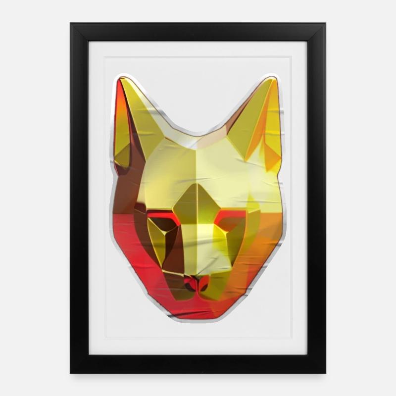 Polygone de chat en or - Affiche encadrée (27 × 37 cm) - noir