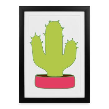 Cactus, Cactus, Plantes Succulentes, Plante - Affiche encadrée (27 × 37 cm) - noir - Devant