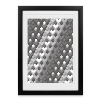 Grayscale gradient Left turn - Framed poster (27 × 37 cm) - black - Front