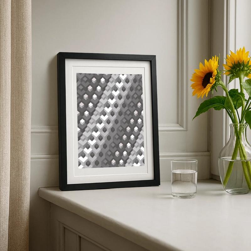 Grayscale gradient Left turn Framed poster (27 × 37 cm)