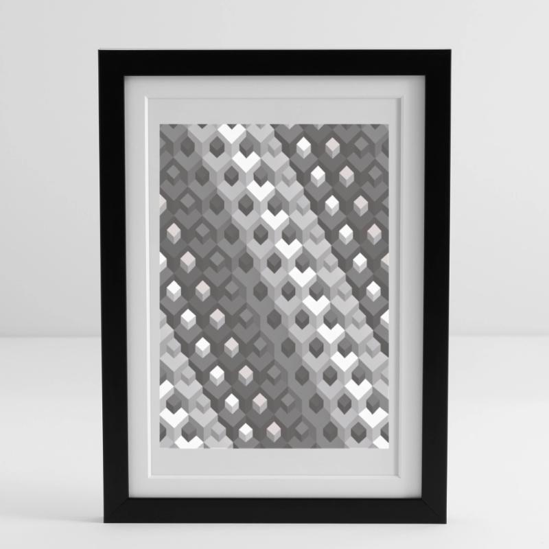 Grayscale gradient Turn right Framed poster (27 × 37 cm)