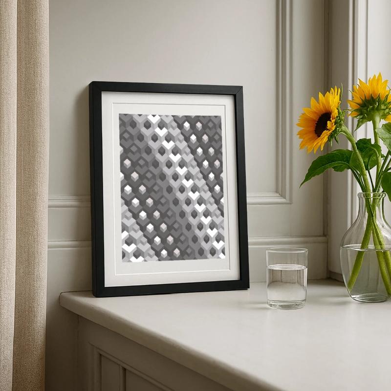 Grayscale gradient Turn right Framed poster (27 × 37 cm)