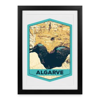 Illustration of Les Arcs Marinha Beach - Algarve - Framed poster (27 × 37 cm) - black - Front
