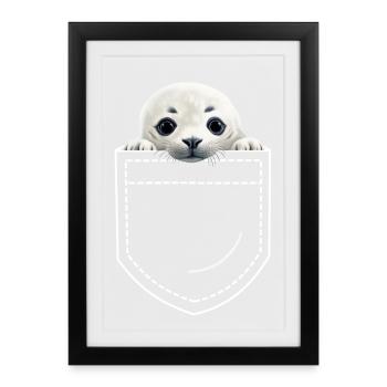 Phoque - Affiche encadrée (27 × 37 cm) - noir - Devant
