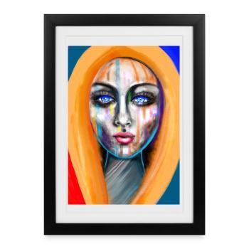Faszinierende abstrakte Frauenillustration - Gerahmtes Poster (27 × 37 cm) - Schwarz - Vorne