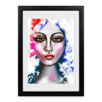 Ausdrucksstarke Wasserfarben-Porträtkunst - Gerahmtes Poster (27 × 37 cm) - Schwarz - Vorne