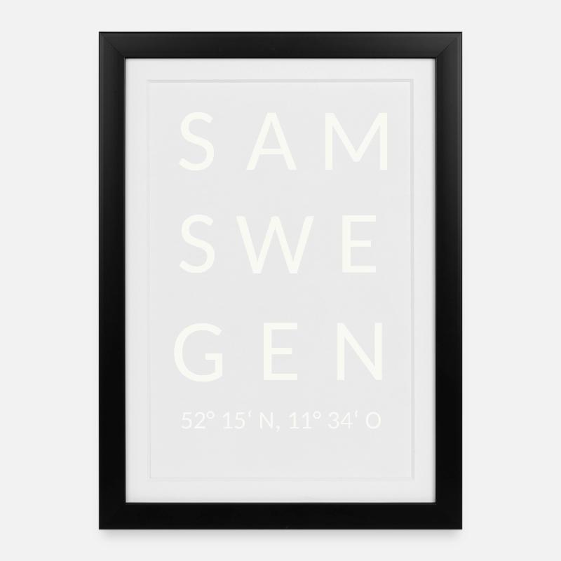 Samswegen weiß - Gerahmtes Poster (27 × 37 cm) - Schwarz