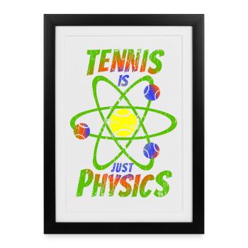 Tennis is just physic Back rainbow colors - Framed poster (27 × 37 cm) - black - Front