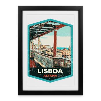 Illustration Alfama, Lisbon - Framed poster (27 × 37 cm) - black - Front