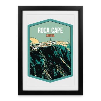 Illustration Cap de Roca, Phare, Portugal - Affiche encadrée (27 × 37 cm) - noir - Devant