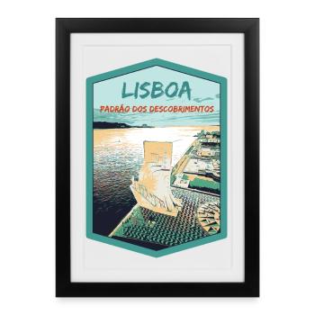 Monument aux Découvertes, Belém, Lisbonne - Affiche encadrée (27 × 37 cm) - noir - Devant