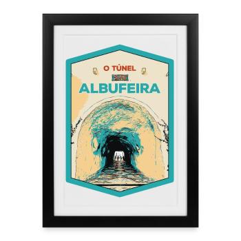 Illustration of the Tunnel to Albufeira Beach - Framed poster (27 × 37 cm) - black - Front