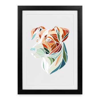 Geometric jack russel dog head, polygon art - Framed poster (27 × 37 cm) - black - Front