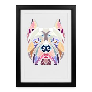 American bully geometric art, polygon head - Framed poster (27 × 37 cm) - black - Front