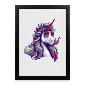 Cool Unicorn with Sunglasses – Pop Art - Framed poster (27 × 37 cm) - black - Front