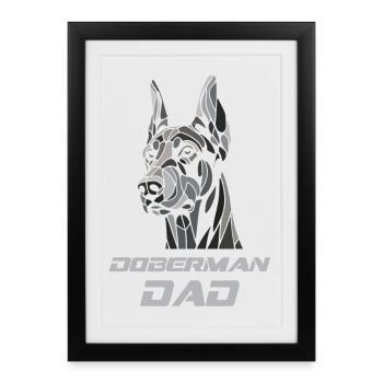 Tête de chien doberman dad - Affiche encadrée (27 × 37 cm) - noir - Devant