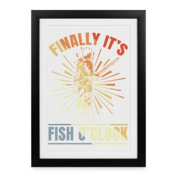 Finally It's Fish Clock - Framed poster (27 × 37 cm) - black - Front