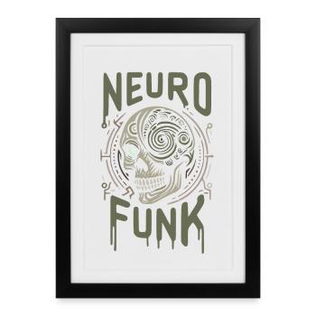 neurofunk tête de mort cyborg drum and bass music - Affiche encadrée (27 × 37 cm) - noir - Devant