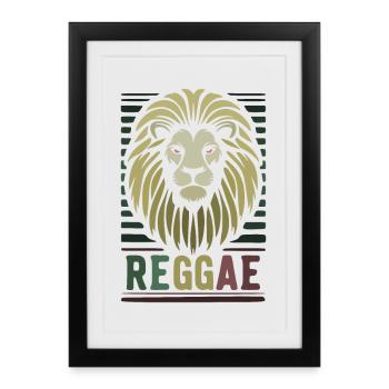 Reggae Music Conquering Lion - Framed poster (27 × 37 cm) - black - Front